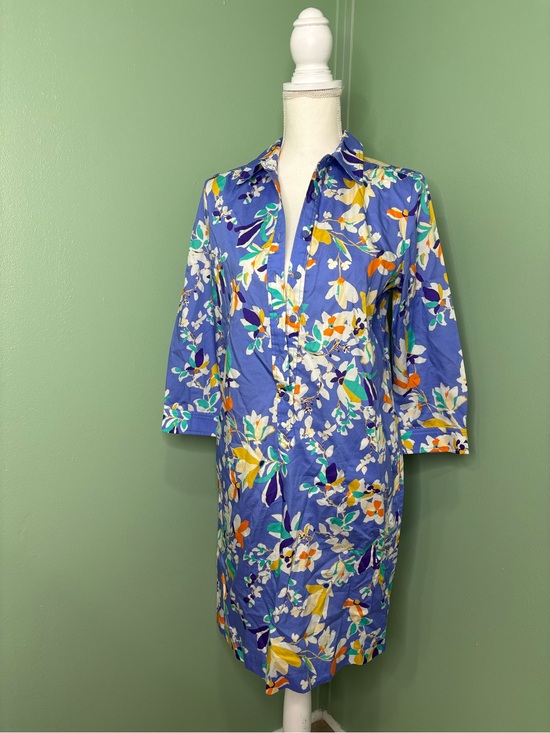 Tyler Boe Dresses & Skirts - Tyler Boe Blue Floral Shirt Dress with Yellow & White Accents